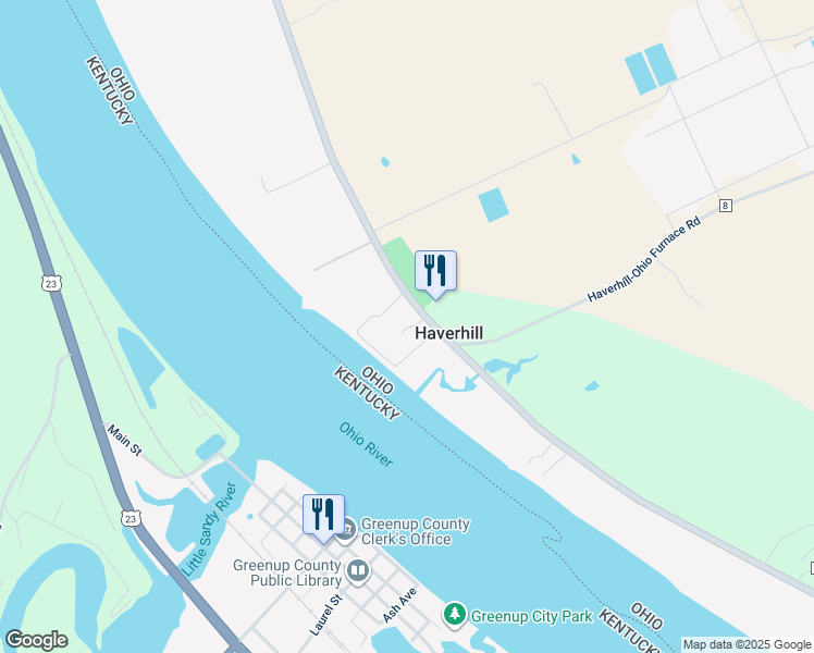map of restaurants, bars, coffee shops, grocery stores, and more near 190 Jefferson Street in Franklin Furnace