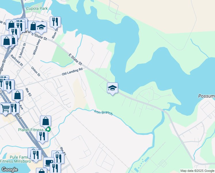 map of restaurants, bars, coffee shops, grocery stores, and more near 29346 Iron Branch Road in Millsboro