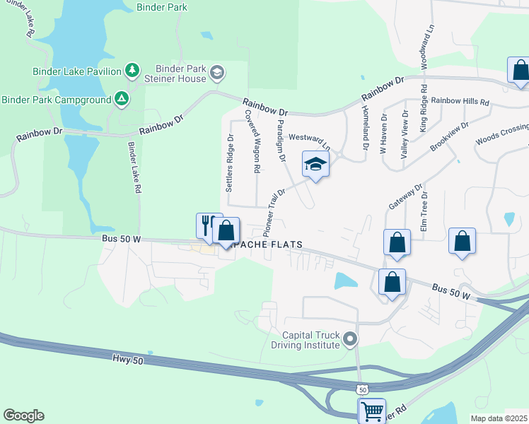 map of restaurants, bars, coffee shops, grocery stores, and more near 5402 U.S. 50 Business in Jefferson City