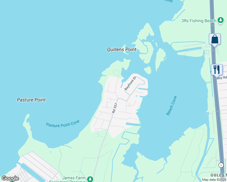 map of restaurants, bars, coffee shops, grocery stores, and more near 38682 Burbage Lane in Ocean View