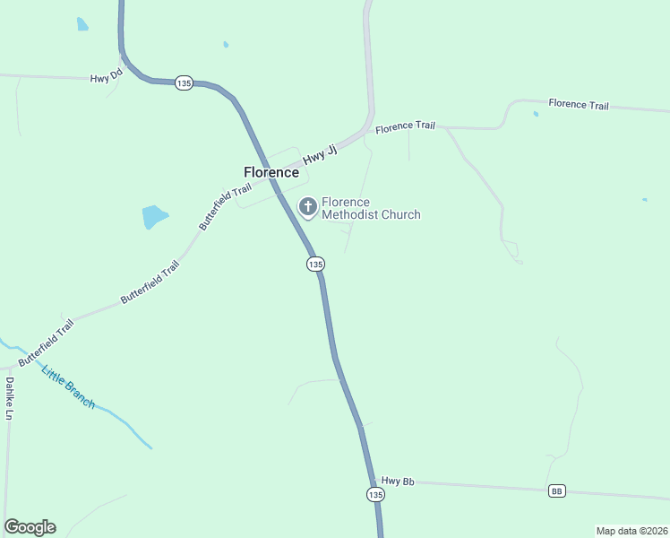 map of restaurants, bars, coffee shops, grocery stores, and more near 6975-7533 Highway 135 in Florence