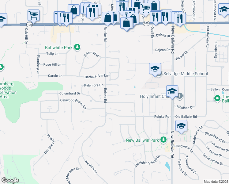 map of restaurants, bars, coffee shops, grocery stores, and more near 814 JB Hunt Court in Ellisville