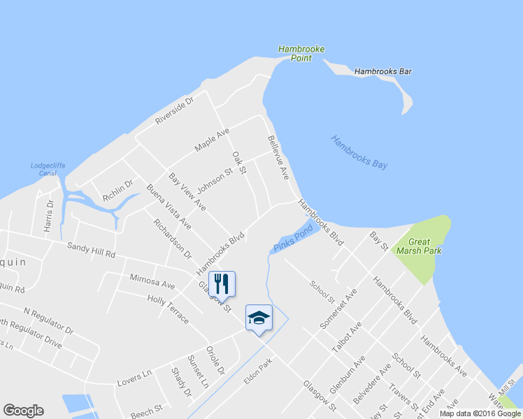 map of restaurants, bars, coffee shops, grocery stores, and more near 1705 Hambrooks Boulevard in Cambridge
