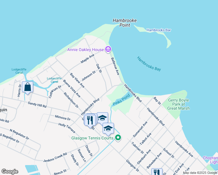 map of restaurants, bars, coffee shops, grocery stores, and more near 1705 Hambrooks Boulevard in Cambridge
