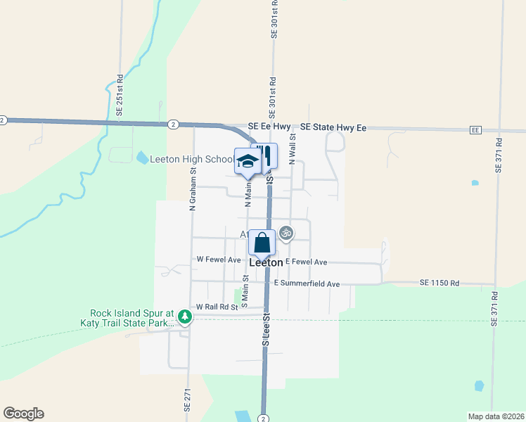 map of restaurants, bars, coffee shops, grocery stores, and more near 307 North Lee Street in Leeton