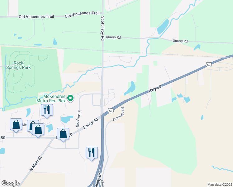 map of restaurants, bars, coffee shops, grocery stores, and more near 86-102 Rock Springs Estates in O'Fallon