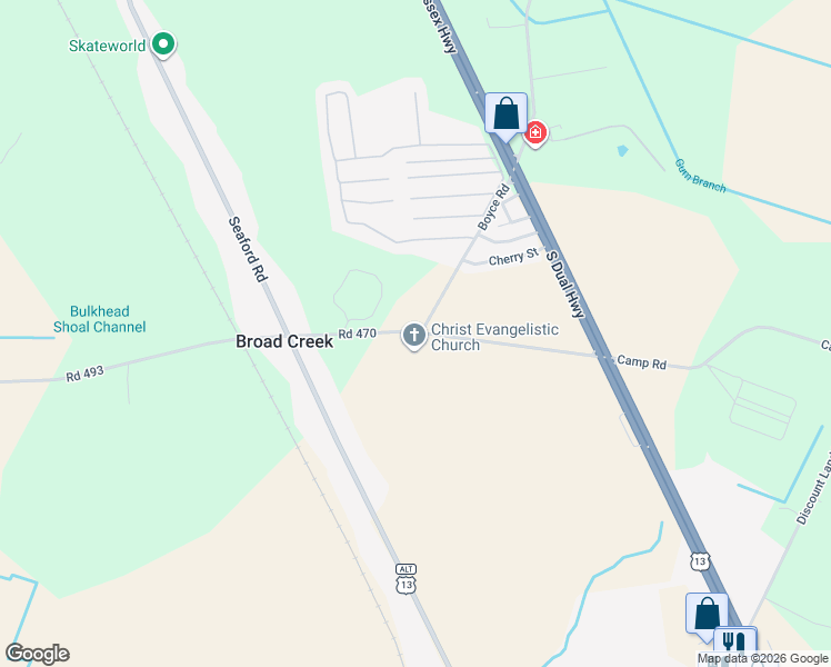map of restaurants, bars, coffee shops, grocery stores, and more near 208 Camp Road in Laurel