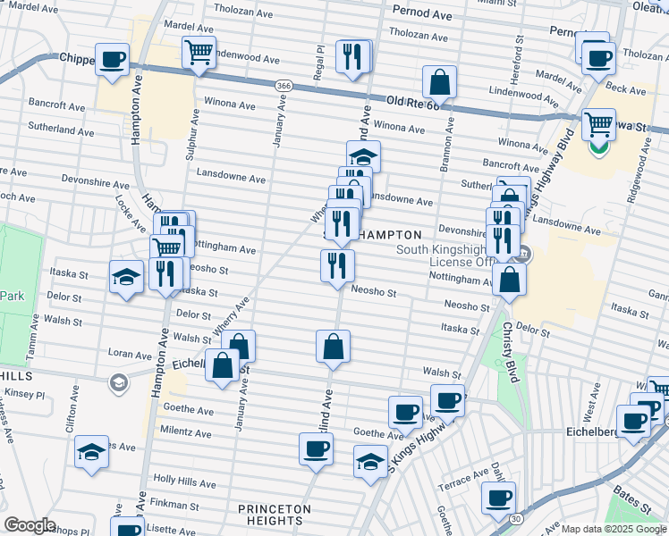 map of restaurants, bars, coffee shops, grocery stores, and more near 5410 Nottingham Avenue in St. Louis