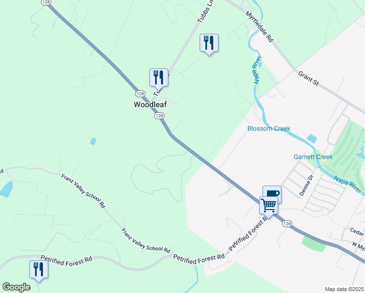 map of restaurants, bars, coffee shops, grocery stores, and more near 3051 Foothill Boulevard in Calistoga