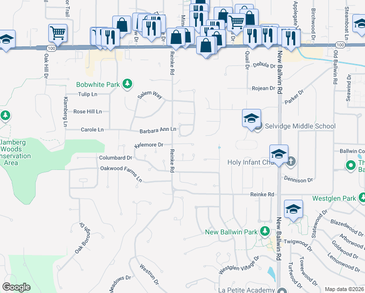 map of restaurants, bars, coffee shops, grocery stores, and more near 832 JB Hunt Court in Ellisville