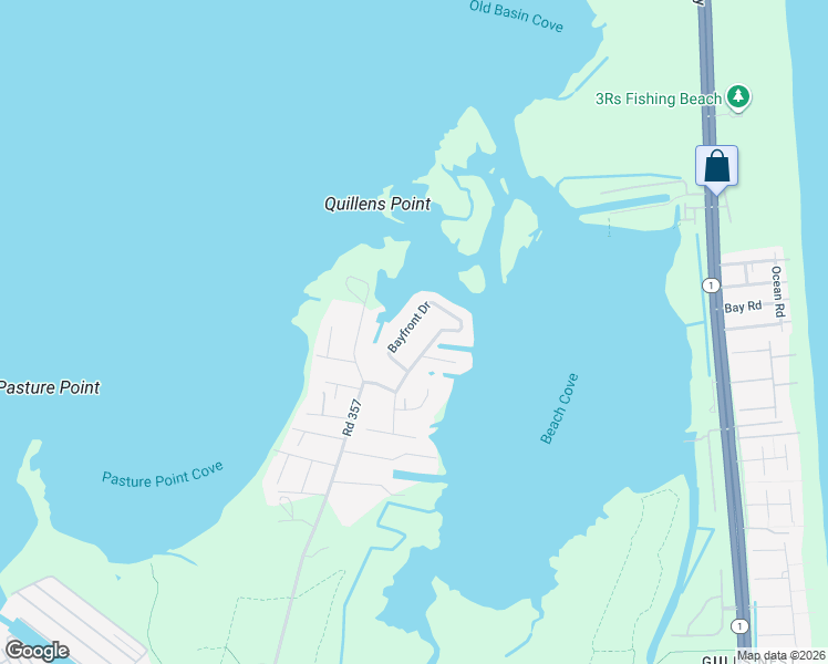 map of restaurants, bars, coffee shops, grocery stores, and more near 39029 Bayfront Drive in Ocean View