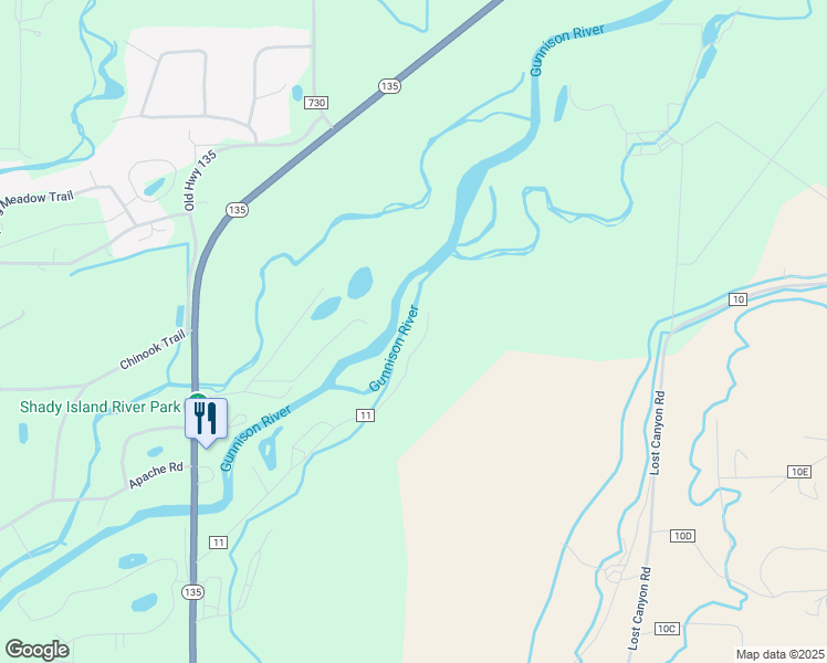 map of restaurants, bars, coffee shops, grocery stores, and more near 751 County Road 11 in Gunnison