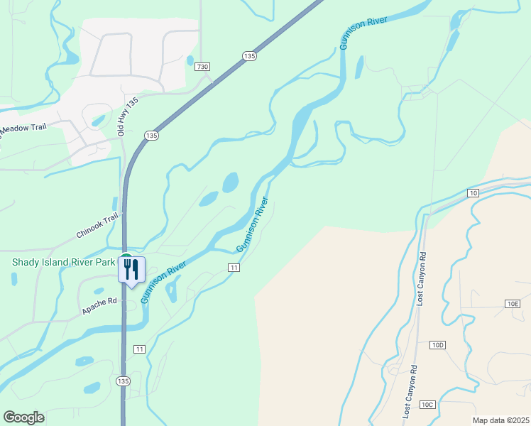 map of restaurants, bars, coffee shops, grocery stores, and more near 751 County Road 11 in Gunnison