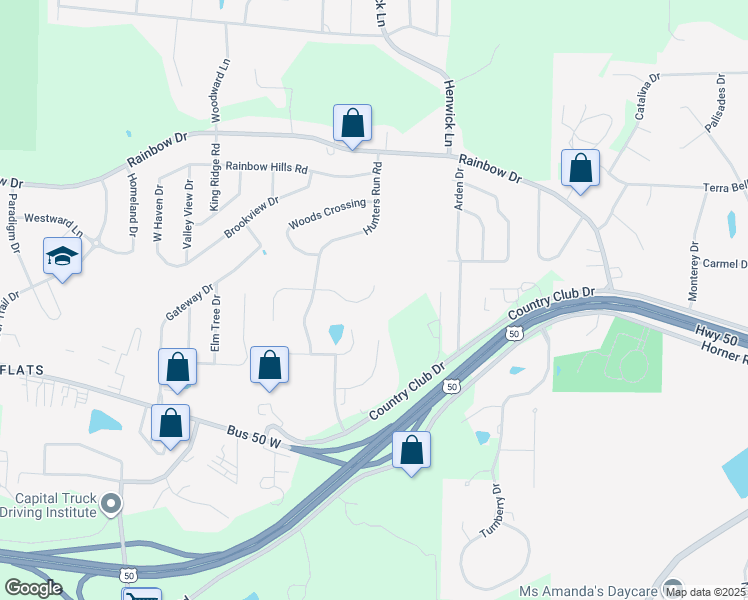 map of restaurants, bars, coffee shops, grocery stores, and more near 4613 Kingsbury Row in Jefferson City