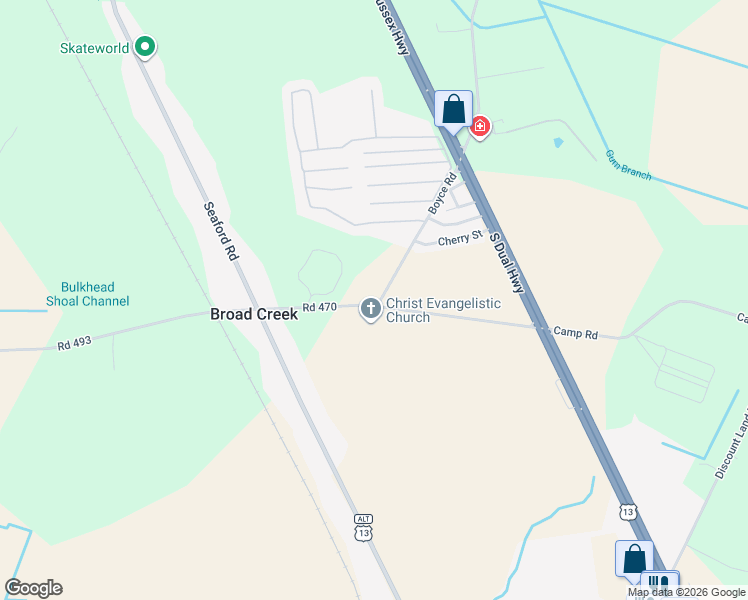 map of restaurants, bars, coffee shops, grocery stores, and more near 208 Camp Road in Laurel