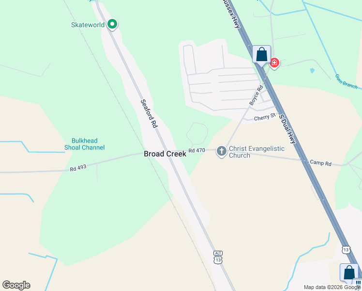 map of restaurants, bars, coffee shops, grocery stores, and more near 9699 Camp Road in Laurel