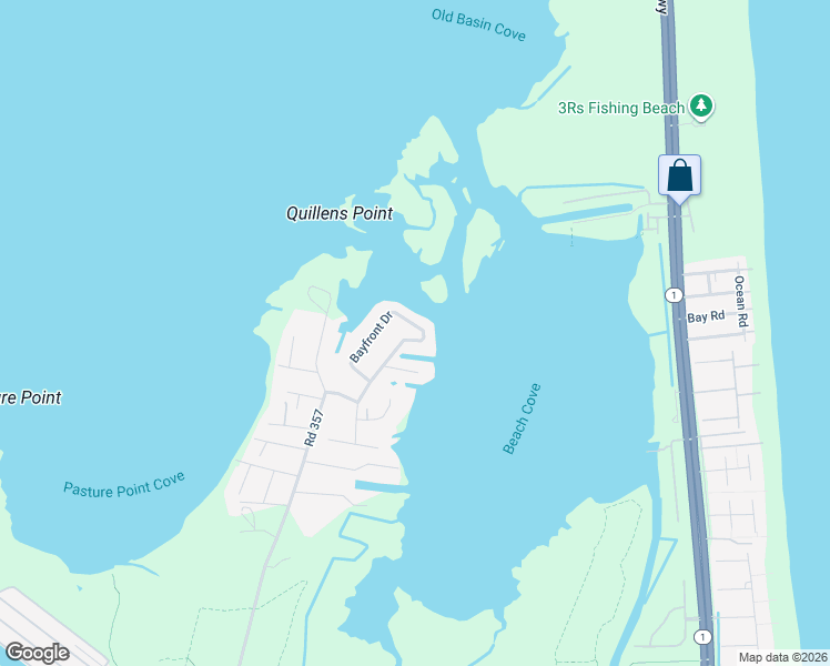 map of restaurants, bars, coffee shops, grocery stores, and more near 38921 Bayfront Drive in Ocean View