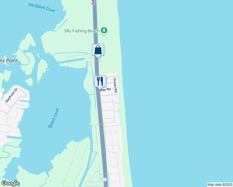 map of restaurants, bars, coffee shops, grocery stores, and more near 29195 Ocean Road in Bethany Beach