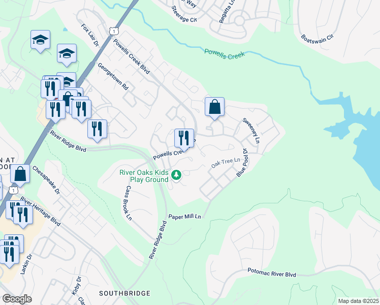 map of restaurants, bars, coffee shops, grocery stores, and more near 2684 McGuffeys Court in Woodbridge