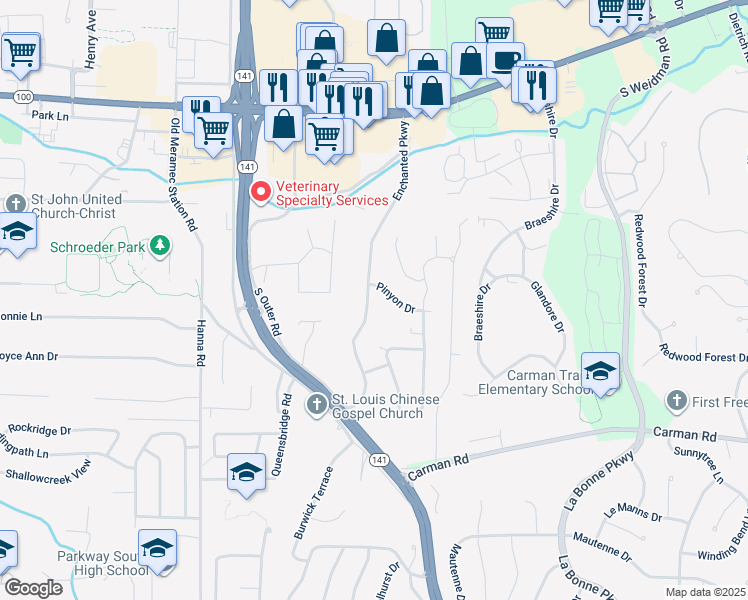 map of restaurants, bars, coffee shops, grocery stores, and more near 1204 Pinyon Drive in Manchester