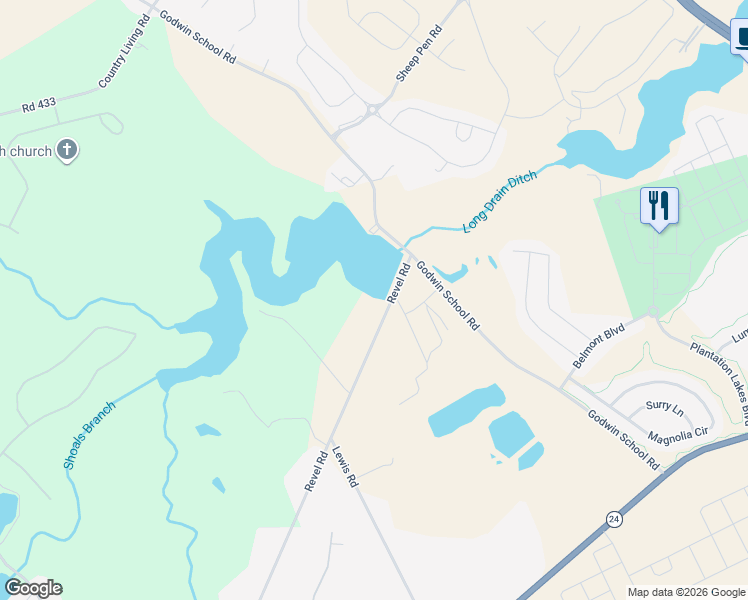 map of restaurants, bars, coffee shops, grocery stores, and more near 29254 Revel Road in Millsboro