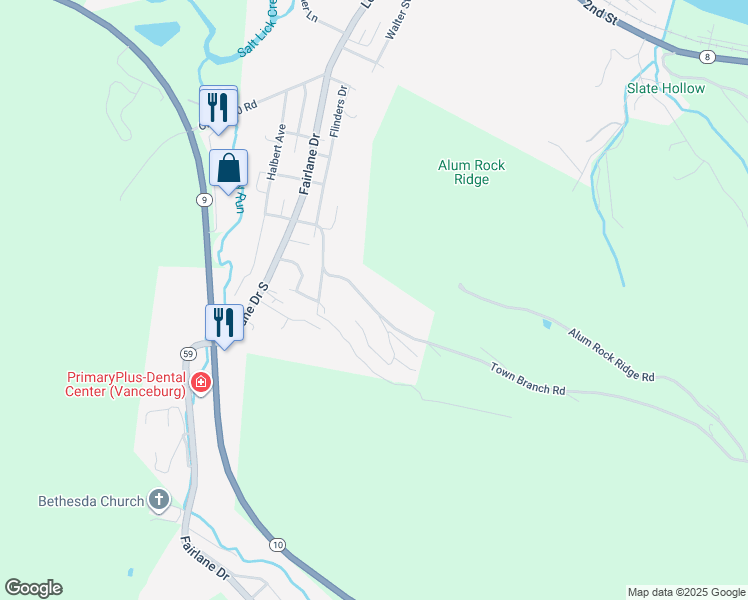 map of restaurants, bars, coffee shops, grocery stores, and more near 111 Carrington Avenue in Vanceburg