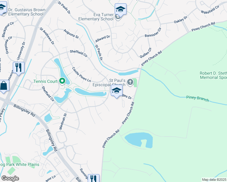 map of restaurants, bars, coffee shops, grocery stores, and more near 5001 Edenvale Court in Waldorf