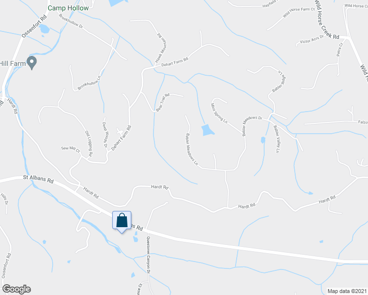 map of restaurants, bars, coffee shops, grocery stores, and more near 18722 Babler Meadows Drive in Wildwood