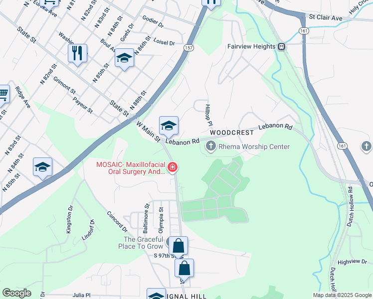 map of restaurants, bars, coffee shops, grocery stores, and more near 9006 Lebanon Road in Belleville