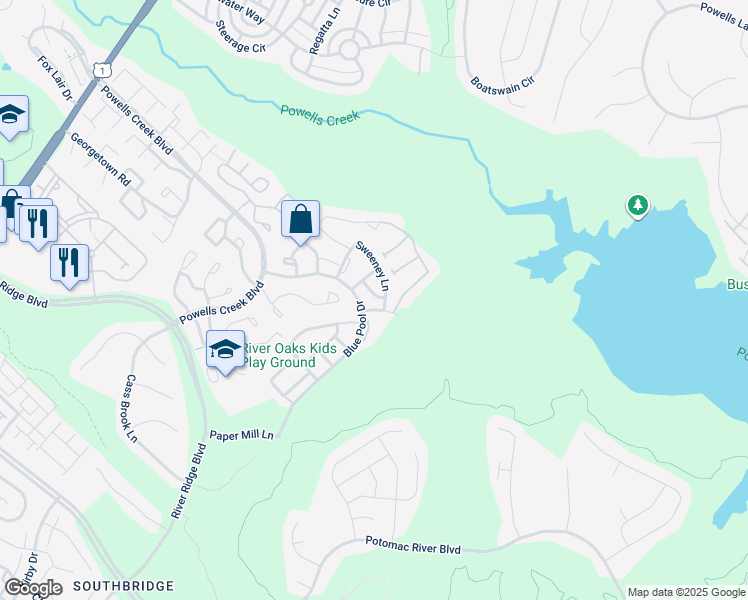 map of restaurants, bars, coffee shops, grocery stores, and more near 2509 Luckland Way in Woodbridge