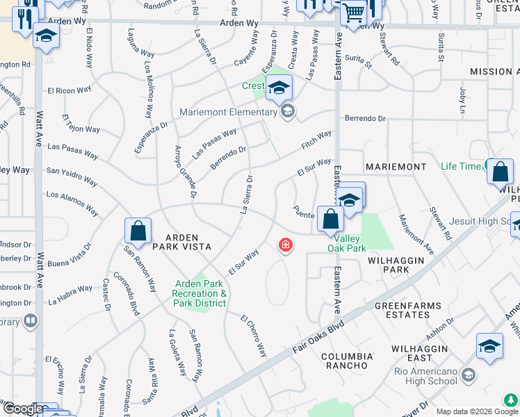 map of restaurants, bars, coffee shops, grocery stores, and more near 1420 Castec Drive in Sacramento