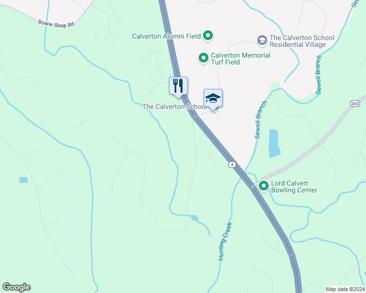 map of restaurants, bars, coffee shops, grocery stores, and more near 75 Walton Road in Huntingtown