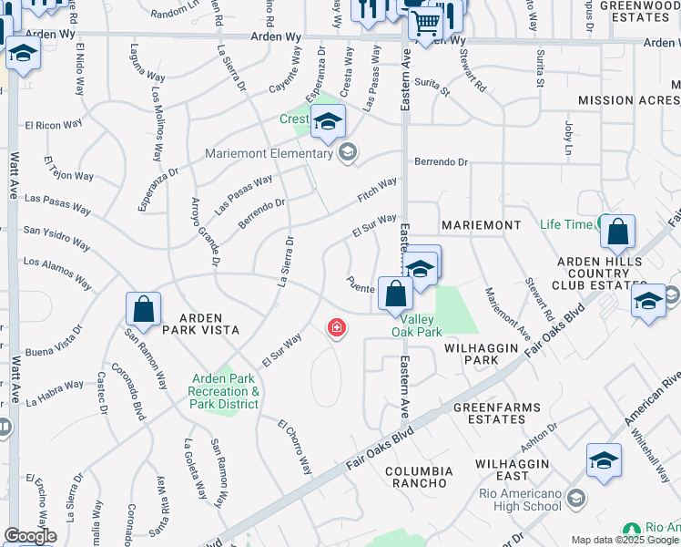 map of restaurants, bars, coffee shops, grocery stores, and more near 1220 El Sur Way in Sacramento