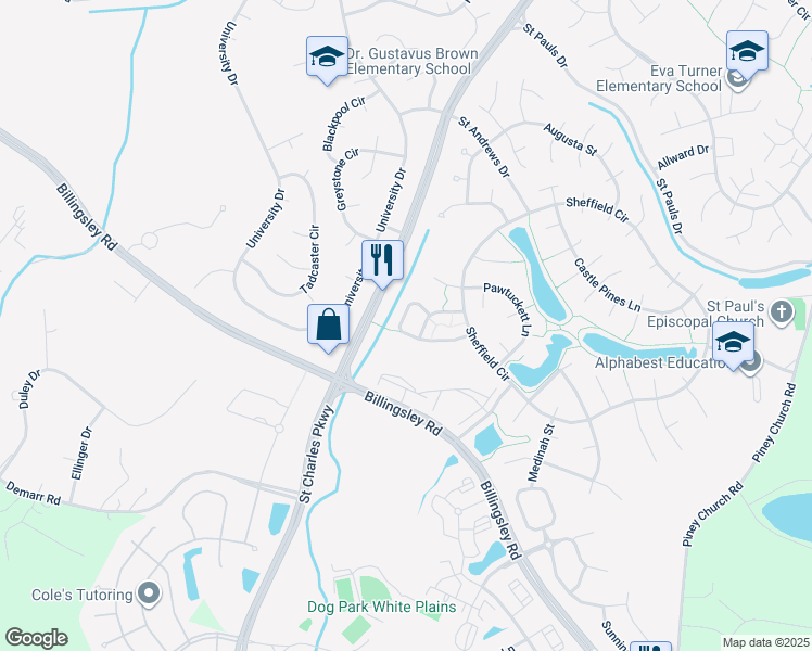 map of restaurants, bars, coffee shops, grocery stores, and more near 4586 Scottsdale Place in Waldorf