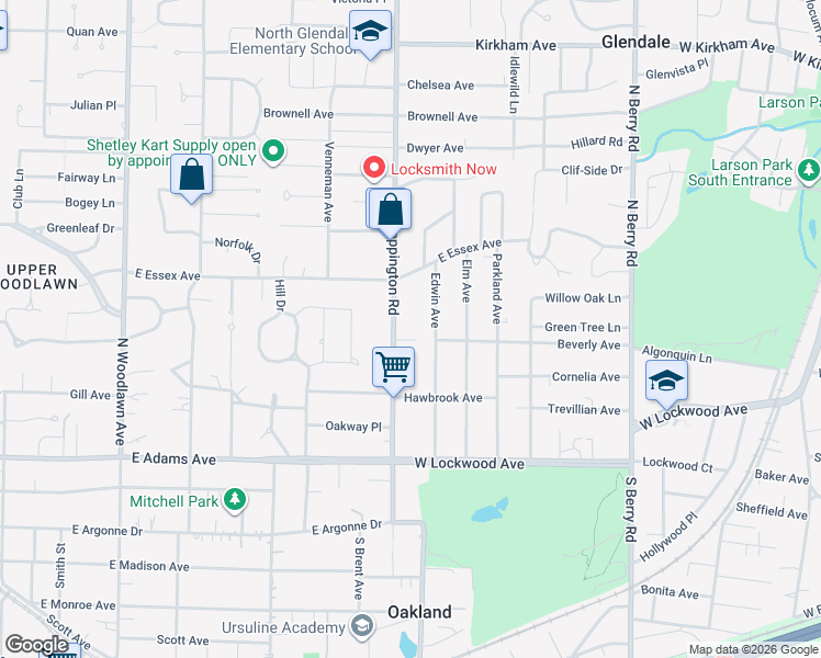 map of restaurants, bars, coffee shops, grocery stores, and more near 211 Edwin Avenue in St. Louis