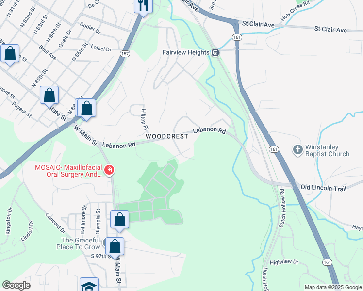 map of restaurants, bars, coffee shops, grocery stores, and more near 103 Woodcrest Drive in Belleville