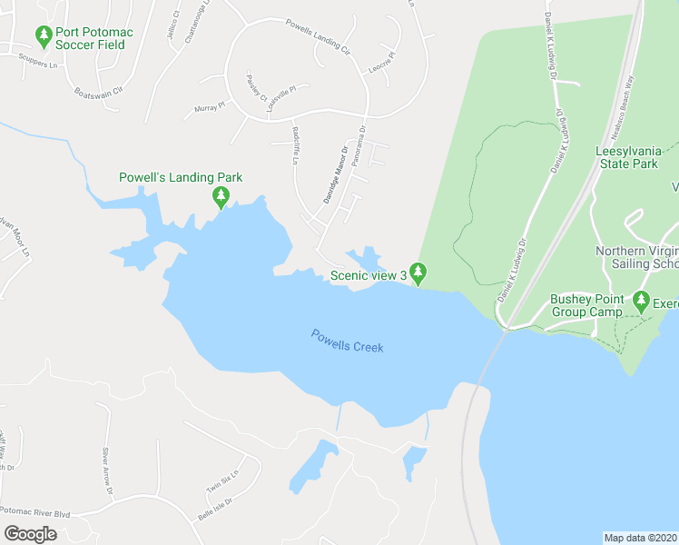 map of restaurants, bars, coffee shops, grocery stores, and more near 16854 Panorama Drive in Woodbridge