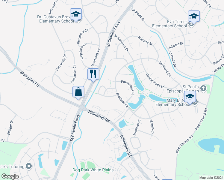 map of restaurants, bars, coffee shops, grocery stores, and more near 11509 Scotch Hills Place in Waldorf