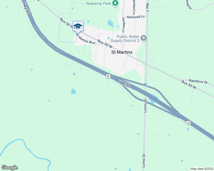map of restaurants, bars, coffee shops, grocery stores, and more near Galena Drive in Cole County