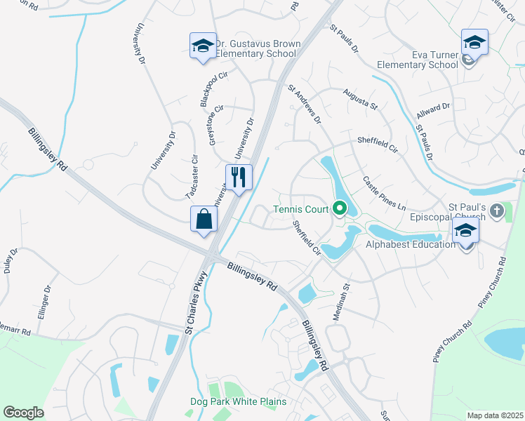 map of restaurants, bars, coffee shops, grocery stores, and more near 4552 Scottsdale Place in Waldorf