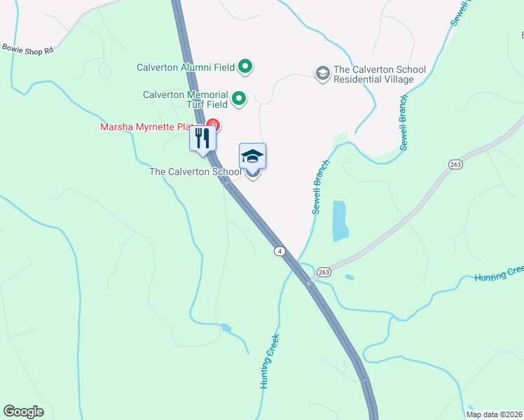 map of restaurants, bars, coffee shops, grocery stores, and more near 2417 Solomons Island Road in Huntingtown
