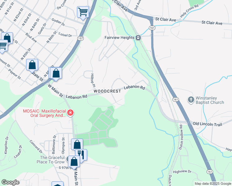 map of restaurants, bars, coffee shops, grocery stores, and more near 103 Woodcrest Drive in Belleville
