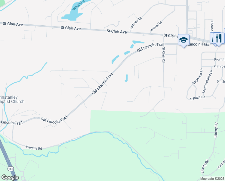 map of restaurants, bars, coffee shops, grocery stores, and more near 9723 Greenridge Heights Road in Fairview Heights