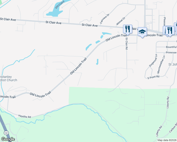 map of restaurants, bars, coffee shops, grocery stores, and more near 9723 Greenridge Heights Road in Fairview Heights