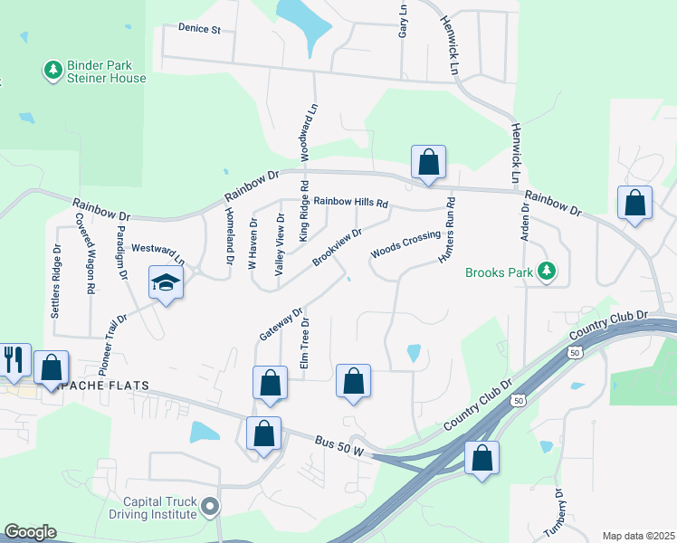 map of restaurants, bars, coffee shops, grocery stores, and more near 204 Gateway Drive in Jefferson City