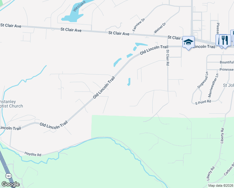 map of restaurants, bars, coffee shops, grocery stores, and more near 9723 Greenridge Heights Road in Fairview Heights