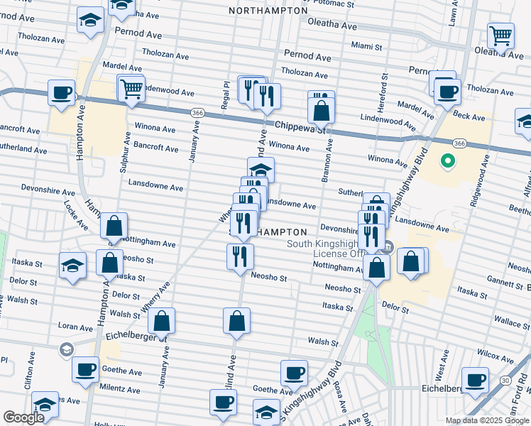 map of restaurants, bars, coffee shops, grocery stores, and more near in St. Louis