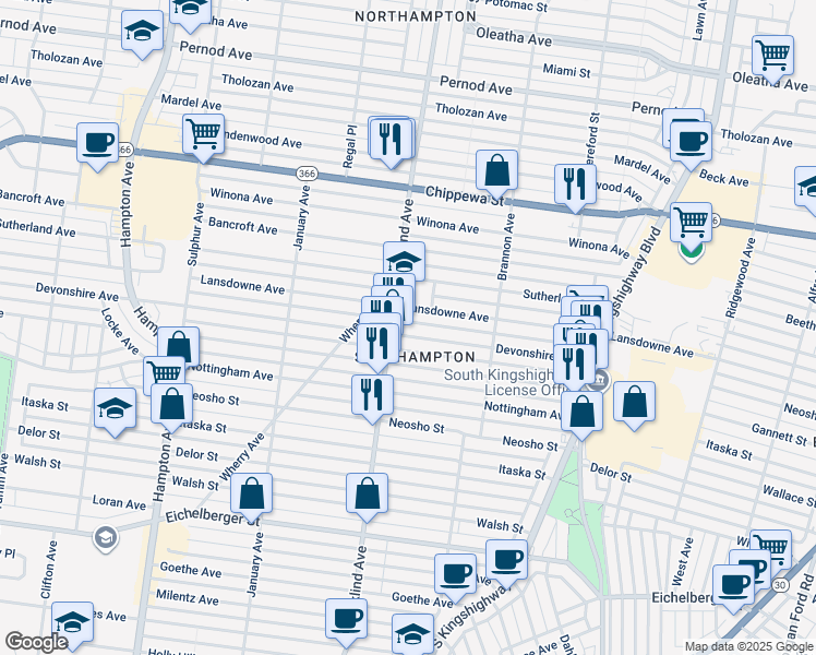 map of restaurants, bars, coffee shops, grocery stores, and more near in St. Louis