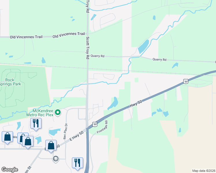 map of restaurants, bars, coffee shops, grocery stores, and more near Rock Springs Estates in O'Fallon