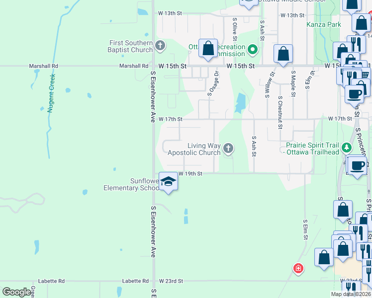 map of restaurants, bars, coffee shops, grocery stores, and more near South Twyman Street in Ottawa